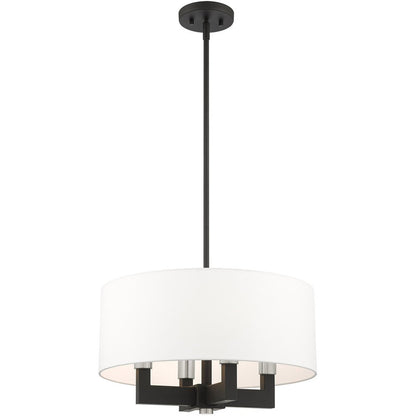 Black Four Light Metal Dimmable Chandelier With Shades HomeRoots