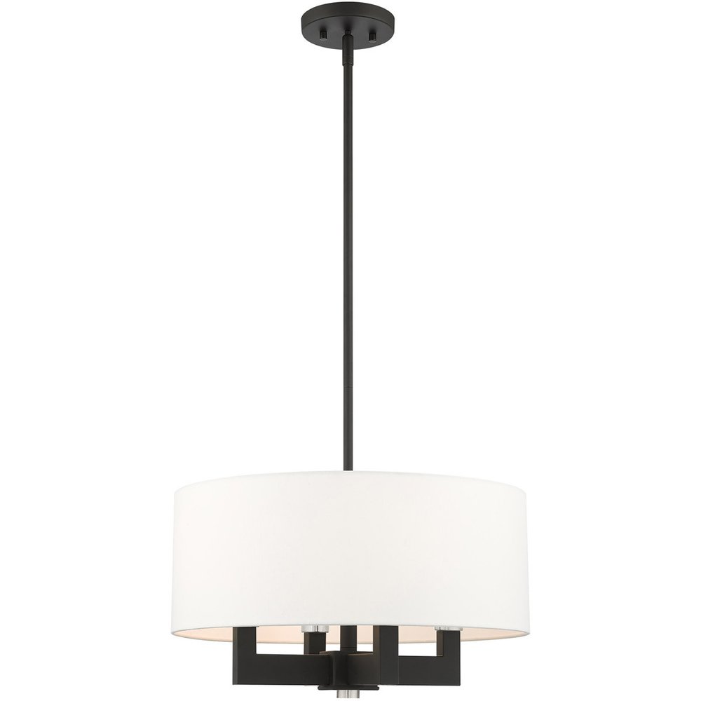 Black Four Light Metal Dimmable Chandelier With Shades HomeRoots