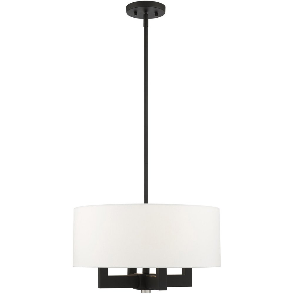 Black Four Light Metal Dimmable Chandelier With Shades HomeRoots