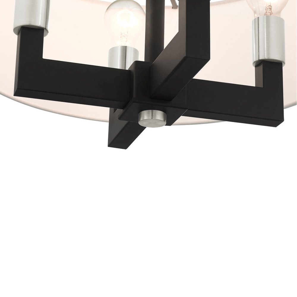 Black Four Light Metal Dimmable Chandelier With Shades HomeRoots