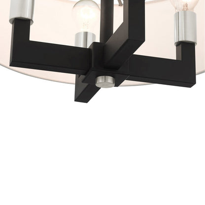 Black Four Light Metal Dimmable Chandelier With Shades HomeRoots