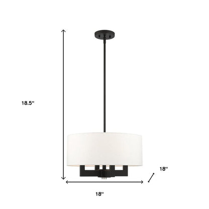 Black Four Light Metal Dimmable Chandelier With Shades HomeRoots