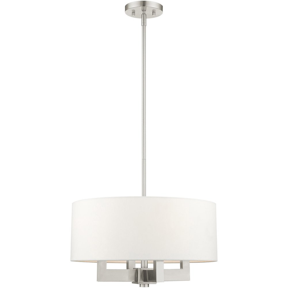 Nickel Four Light Metal Dimmable Chandelier With Shades HomeRoots