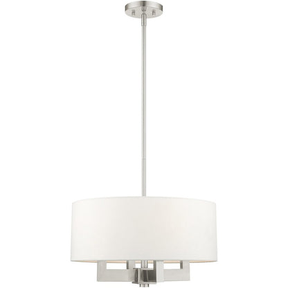 Nickel Four Light Metal Dimmable Chandelier With Shades HomeRoots
