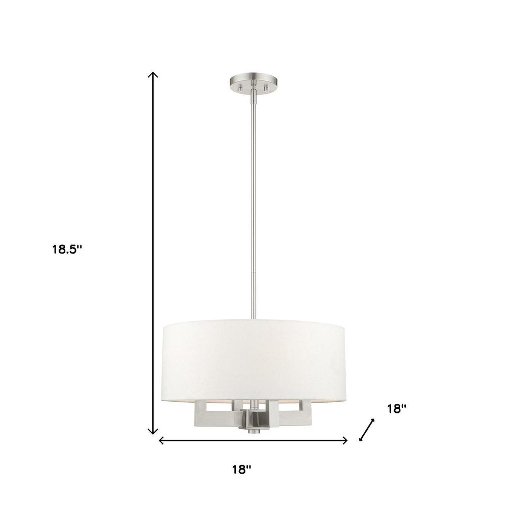 Nickel Four Light Metal Dimmable Chandelier With Shades HomeRoots