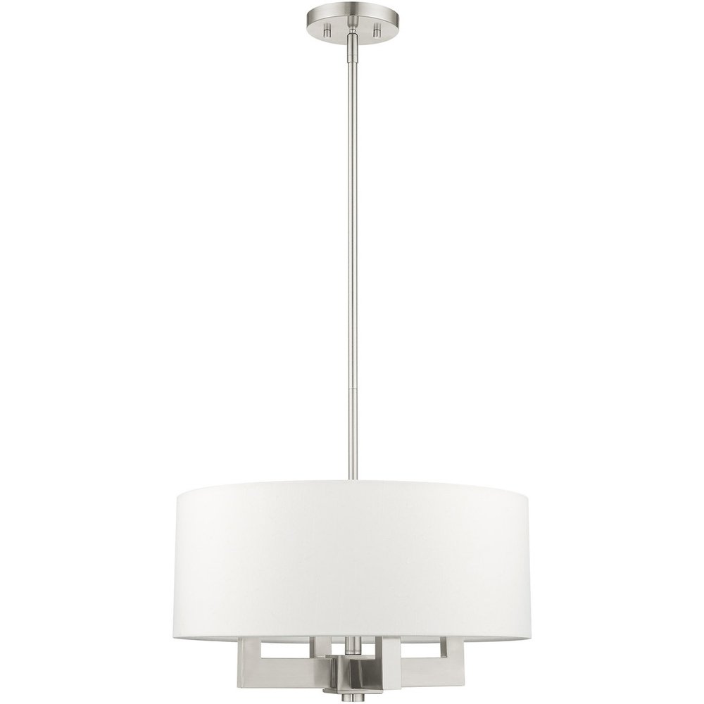 Nickel Four Light Metal Dimmable Chandelier With Shades HomeRoots