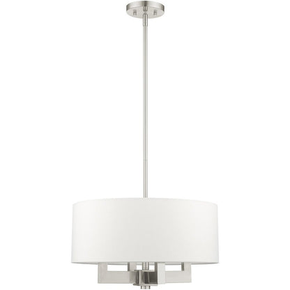 Nickel Four Light Metal Dimmable Chandelier With Shades HomeRoots