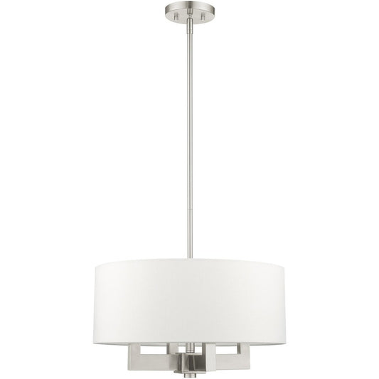Nickel Four Light Metal Dimmable Chandelier With Shades HomeRoots