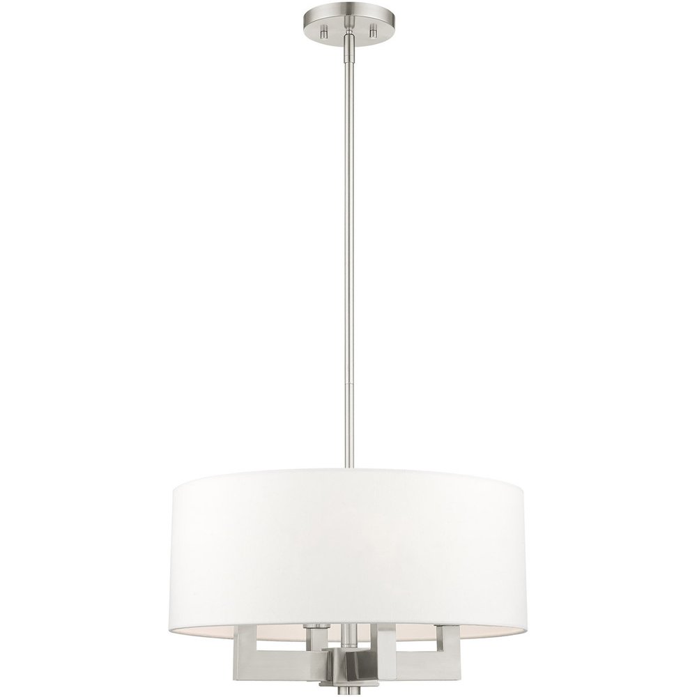 Nickel Four Light Metal Dimmable Chandelier With Shades HomeRoots