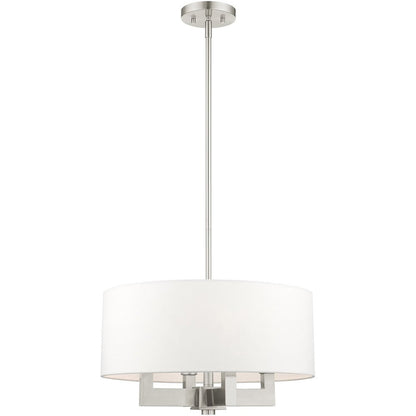 Nickel Four Light Metal Dimmable Chandelier With Shades HomeRoots
