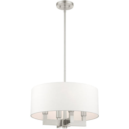 Nickel Four Light Metal Dimmable Chandelier With Shades HomeRoots