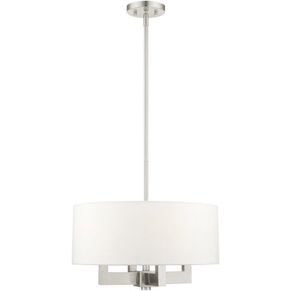 Nickel Four Light Metal Dimmable Chandelier With Shades HomeRoots