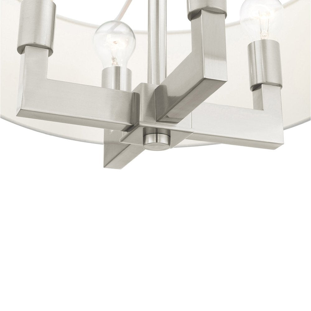 Nickel Four Light Metal Dimmable Chandelier With Shades HomeRoots
