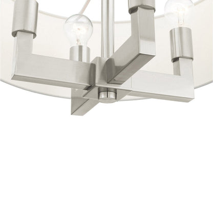 Nickel Four Light Metal Dimmable Chandelier With Shades HomeRoots