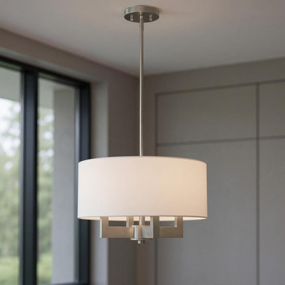 Nickel Four Light Metal Dimmable Chandelier With Shades HomeRoots