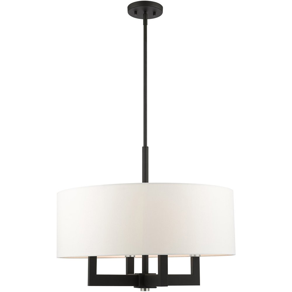 Black Four Light Metal Dimmable Chandelier With Shades HomeRoots