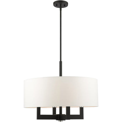 Black Four Light Metal Dimmable Chandelier With Shades HomeRoots