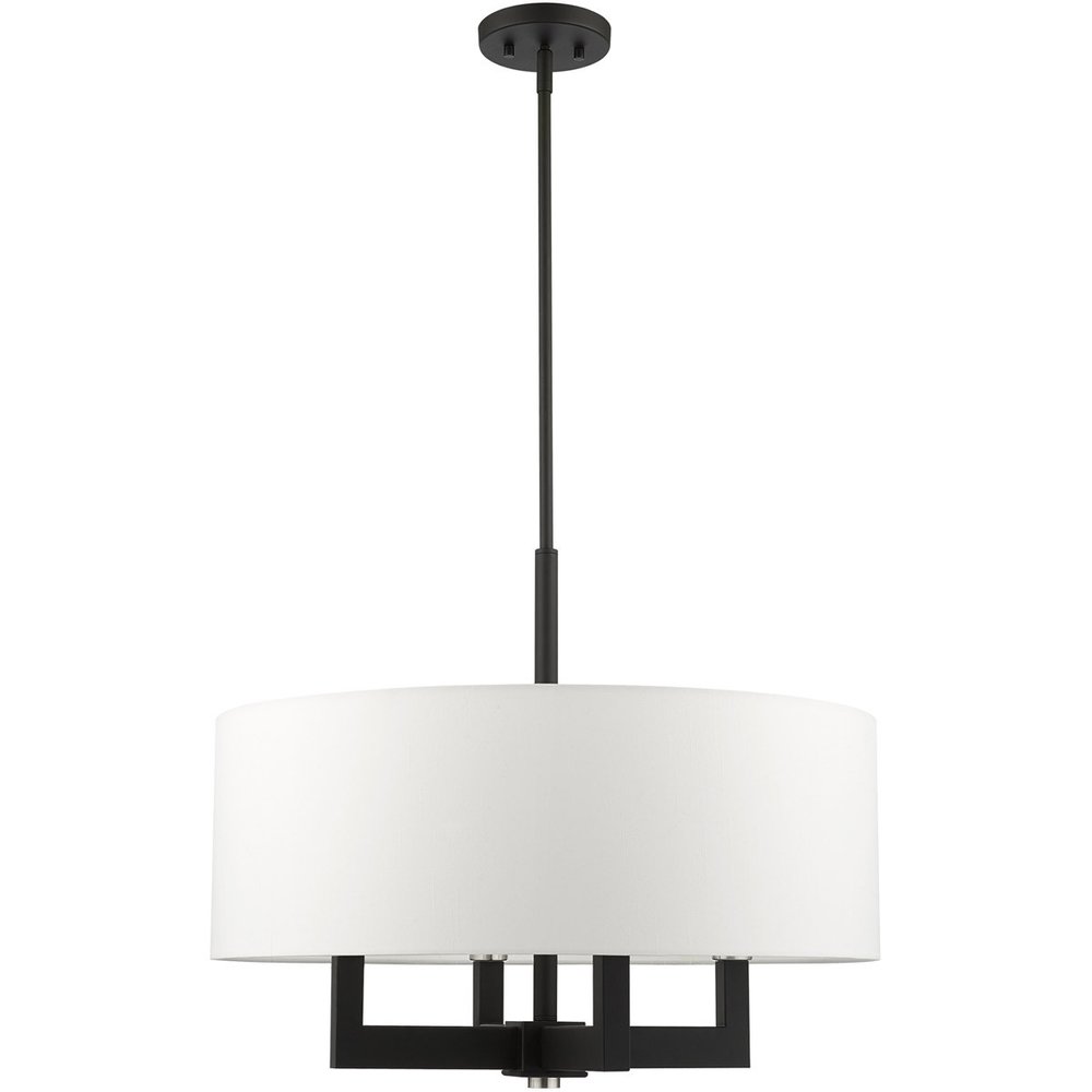 Black Four Light Metal Dimmable Chandelier With Shades HomeRoots
