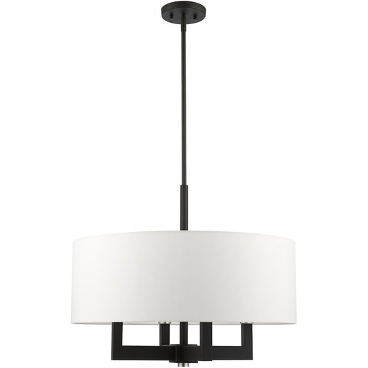 Black Four Light Metal Dimmable Chandelier With Shades HomeRoots