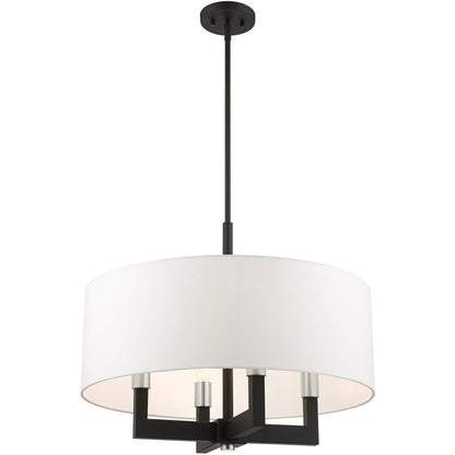 Black Four Light Metal Dimmable Chandelier With Shades HomeRoots