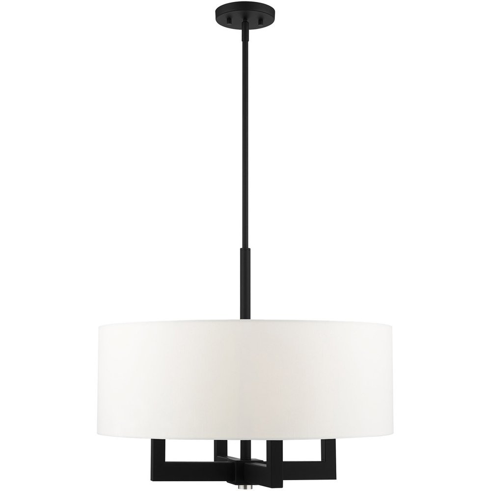 Black Four Light Metal Dimmable Chandelier With Shades HomeRoots