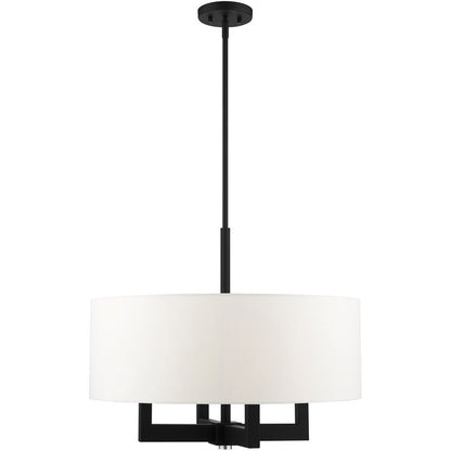 Black Four Light Metal Dimmable Chandelier With Shades HomeRoots
