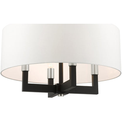 Black Four Light Metal Dimmable Chandelier With Shades HomeRoots