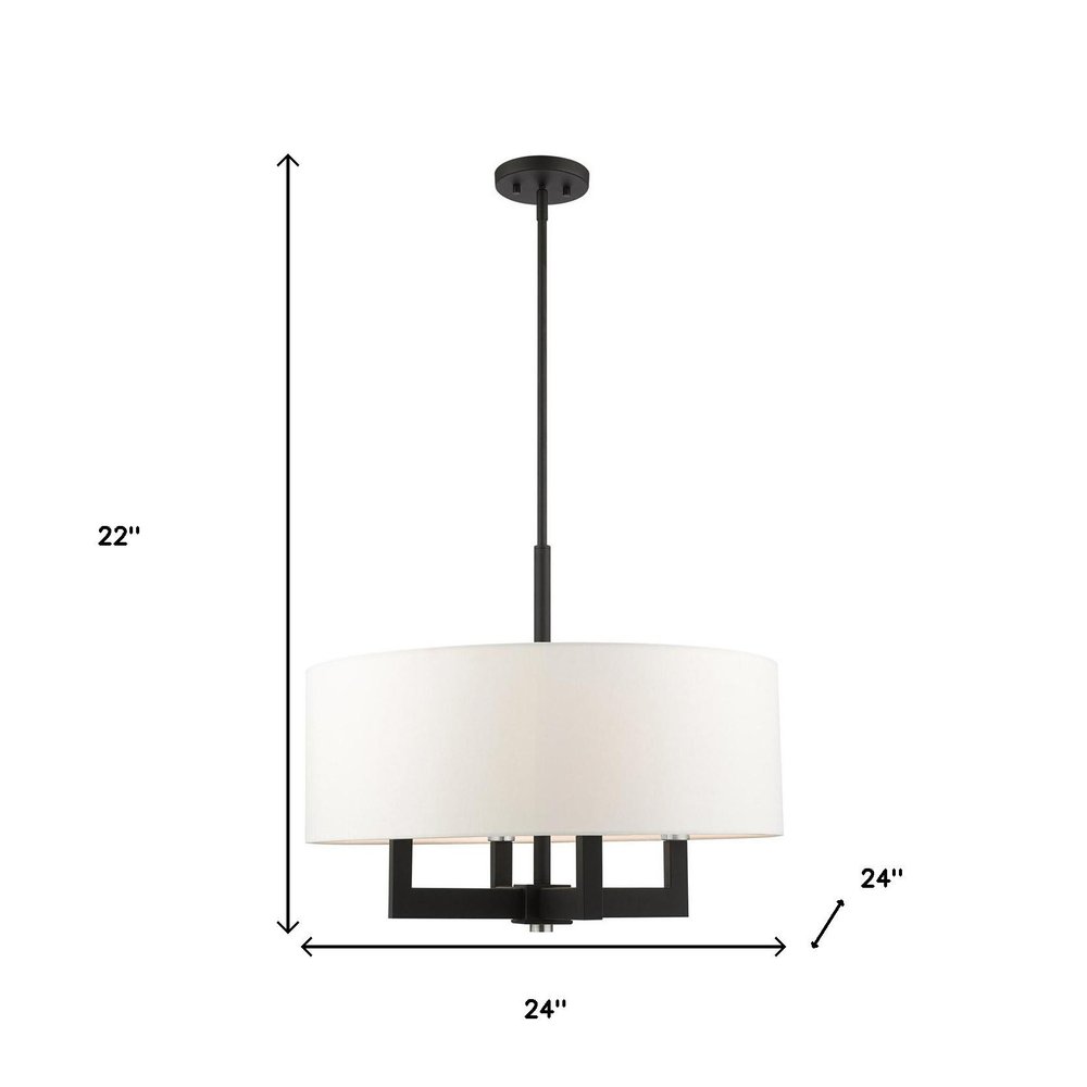 Black Four Light Metal Dimmable Chandelier With Shades HomeRoots