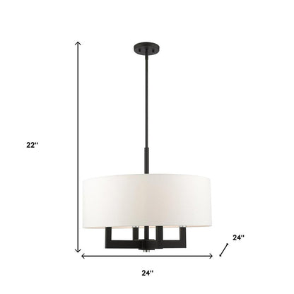 Black Four Light Metal Dimmable Chandelier With Shades HomeRoots