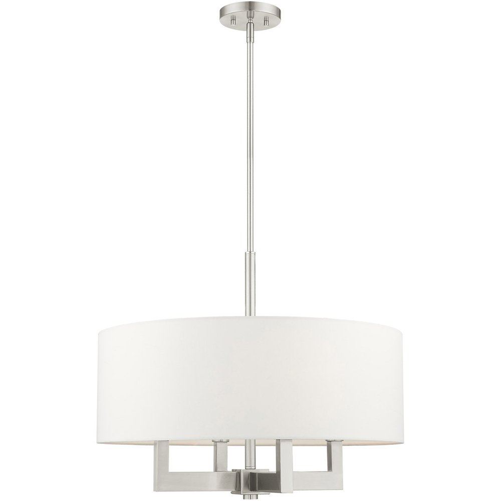 Nickel Four Light Metal Dimmable Chandelier With Shades HomeRoots