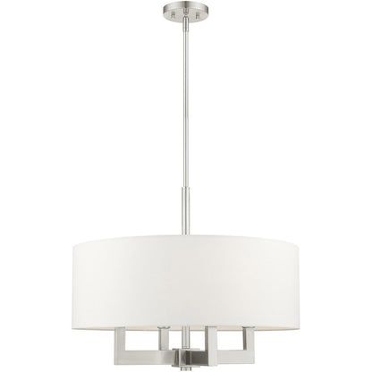 Nickel Four Light Metal Dimmable Chandelier With Shades HomeRoots