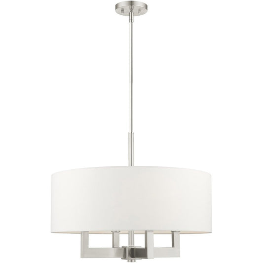 Nickel Four Light Metal Dimmable Chandelier With Shades HomeRoots