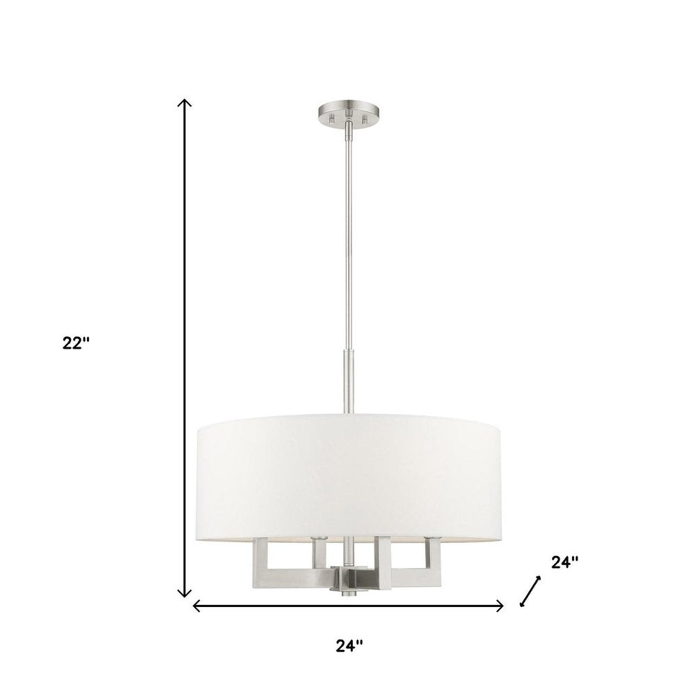 Nickel Four Light Metal Dimmable Chandelier With Shades HomeRoots
