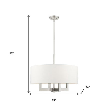 Nickel Four Light Metal Dimmable Chandelier With Shades HomeRoots