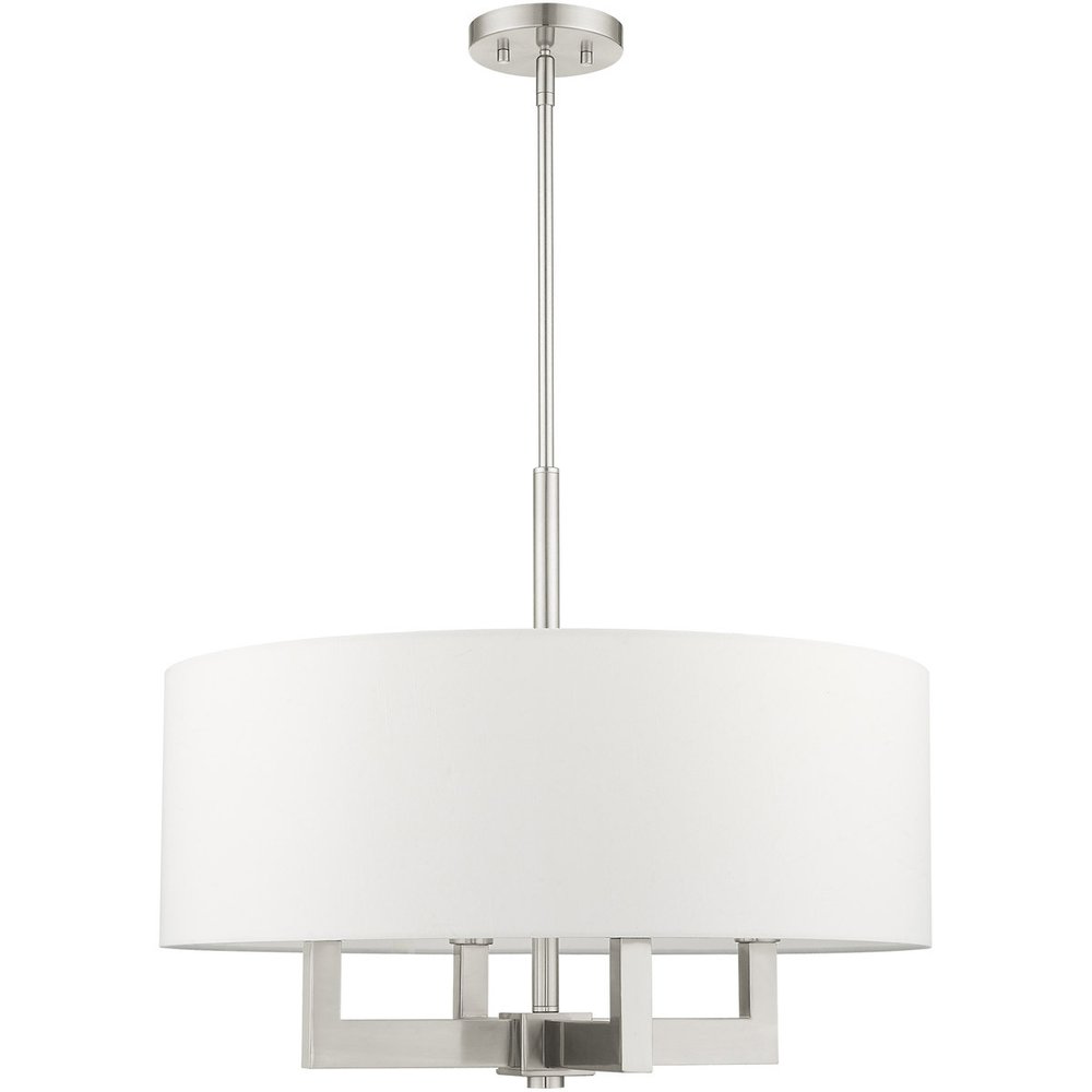 Nickel Four Light Metal Dimmable Chandelier With Shades HomeRoots