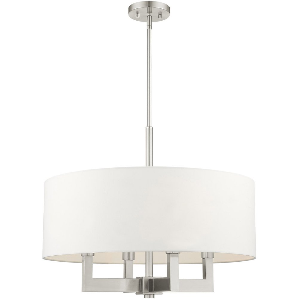 Nickel Four Light Metal Dimmable Chandelier With Shades HomeRoots
