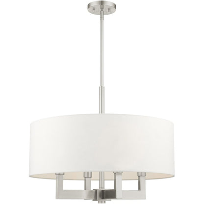 Nickel Four Light Metal Dimmable Chandelier With Shades HomeRoots