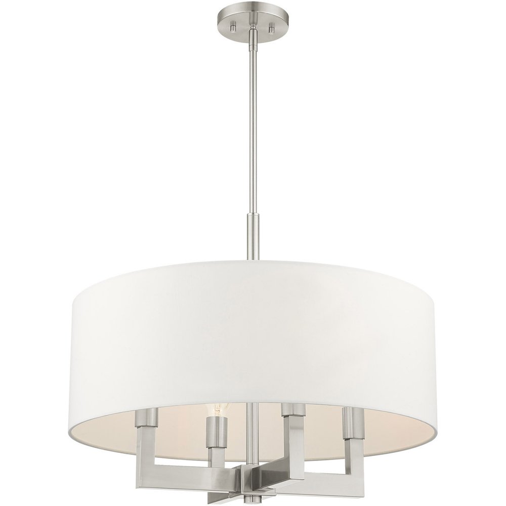 Nickel Four Light Metal Dimmable Chandelier With Shades HomeRoots