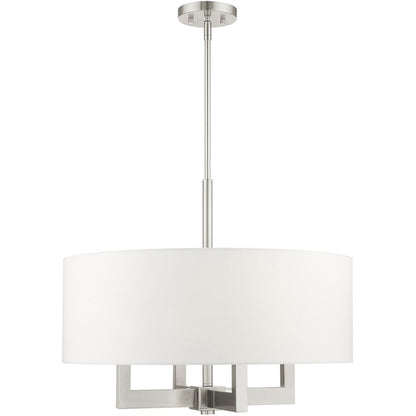 Nickel Four Light Metal Dimmable Chandelier With Shades HomeRoots
