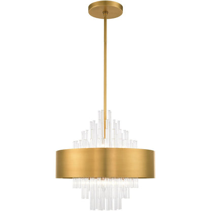 Brass Eight Light Metal Dimmable Chandelier With Shades HomeRoots