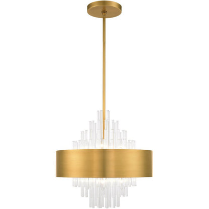 Brass Eight Light Metal Dimmable Chandelier With Shades HomeRoots