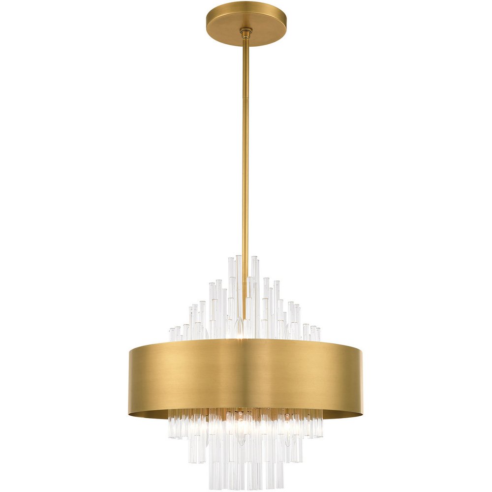 Brass Eight Light Metal Dimmable Chandelier With Shades HomeRoots