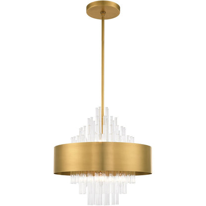 Brass Eight Light Metal Dimmable Chandelier With Shades HomeRoots