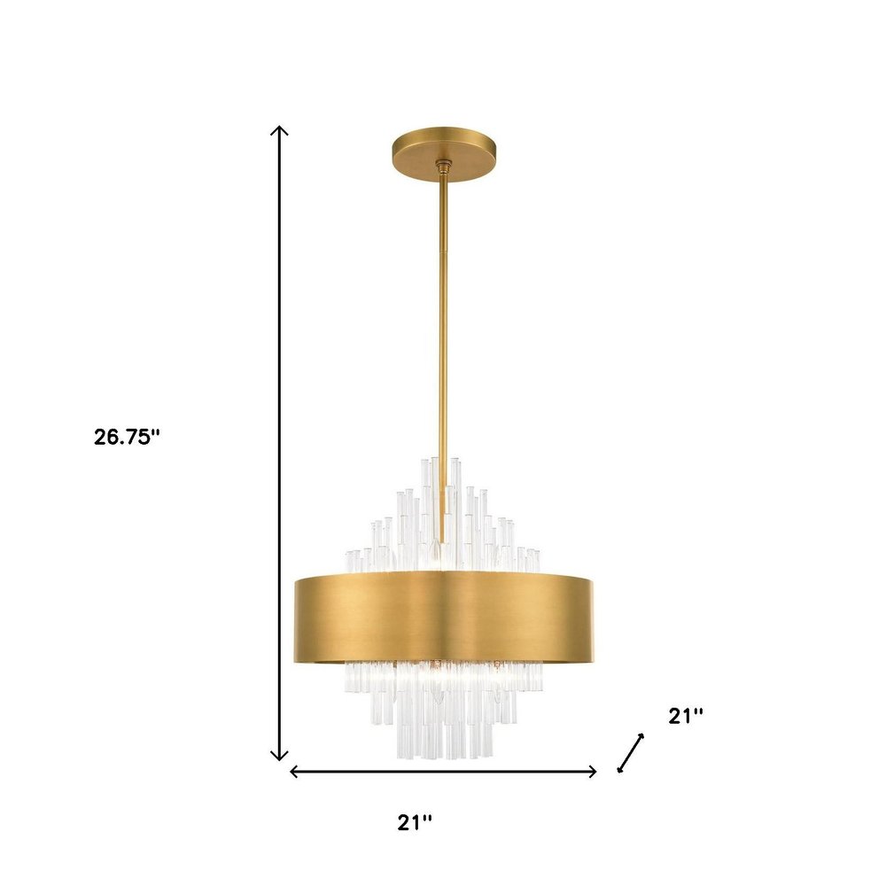 Brass Eight Light Metal Dimmable Chandelier With Shades HomeRoots