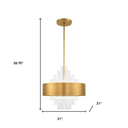 Brass Eight Light Metal Dimmable Chandelier With Shades HomeRoots