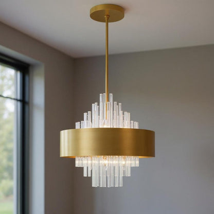 Brass Eight Light Metal Dimmable Chandelier With Shades HomeRoots