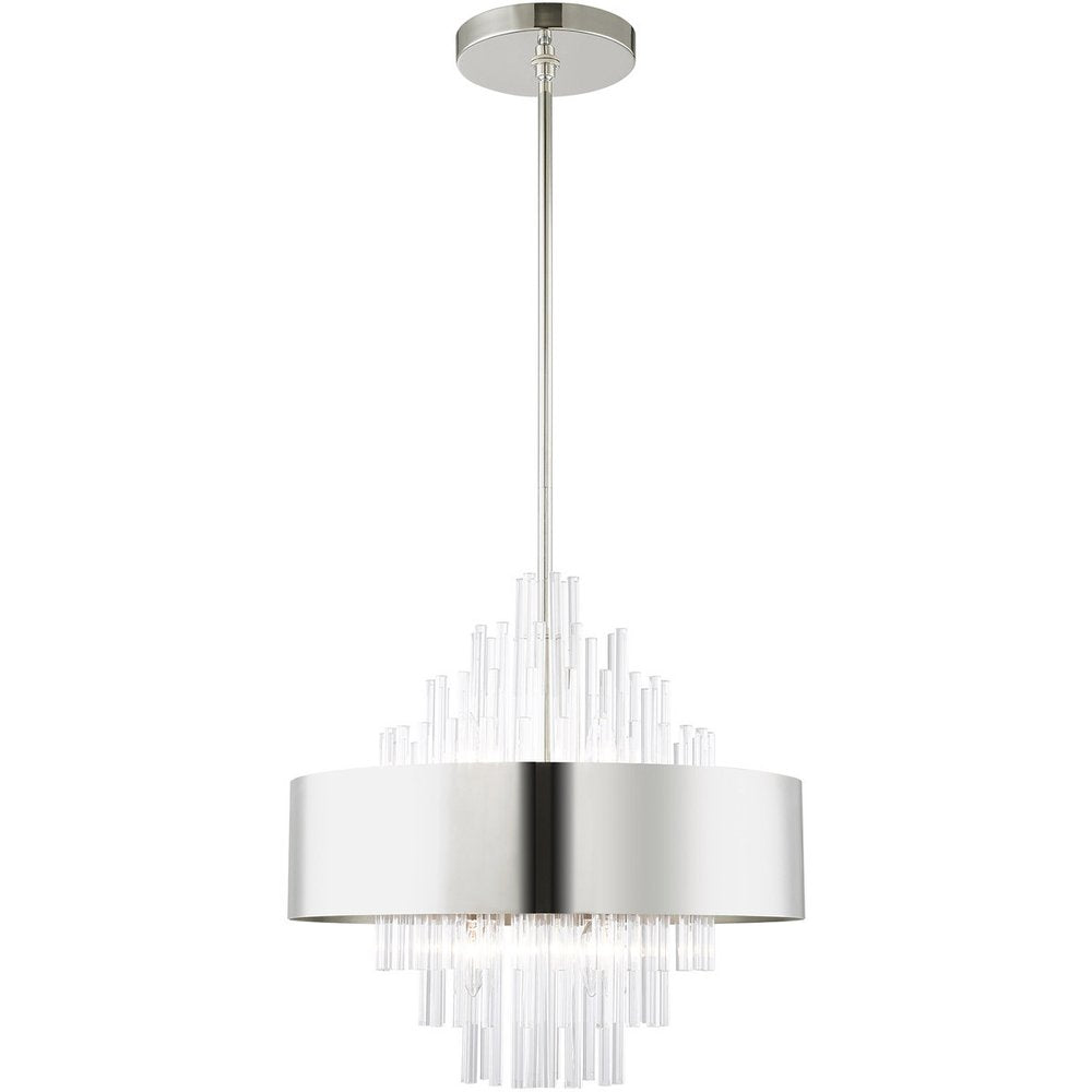 Nickel Eight Light Metal Dimmable Chandelier With Shades HomeRoots