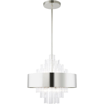 Nickel Eight Light Metal Dimmable Chandelier With Shades HomeRoots