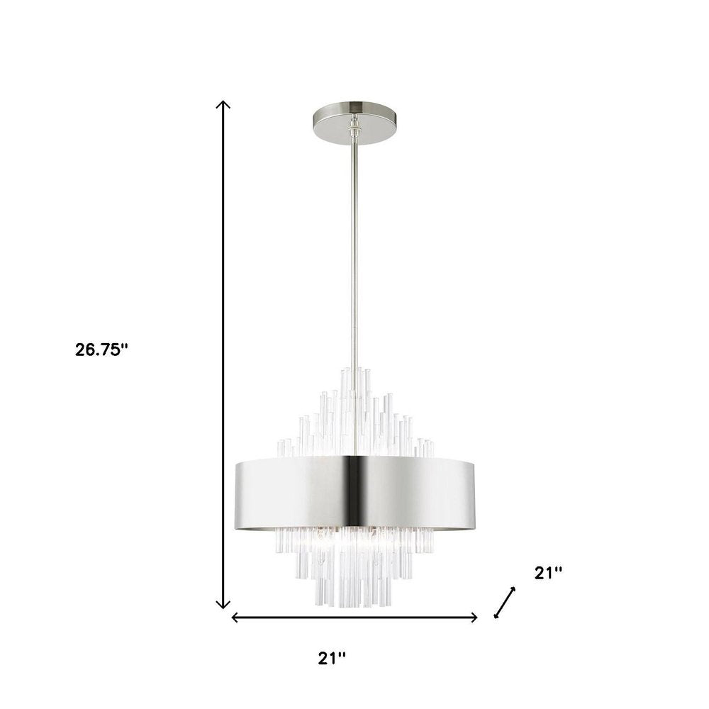 Nickel Eight Light Metal Dimmable Chandelier With Shades HomeRoots