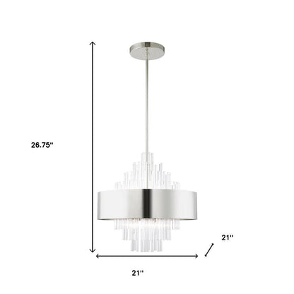 Nickel Eight Light Metal Dimmable Chandelier With Shades HomeRoots